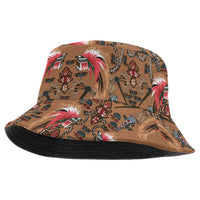 Terracotta Bird of Batik Papua Bucket Hat Exotic Natural Wealth of Papua LT9 One Size Gold - Polynesian Pride