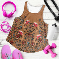 Terracotta Bird of Batik Papua Women Racerback Tank Exotic Natural Wealth of Papua LT9 Gold - Polynesian Pride