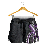 Traditional Art Hawaiian Kakau Tattoos Shorts for Women Purple Color LT03 - Polynesian Pride