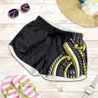 Traditional Art Hawaiian Kakau Tattoos Shorts for Women Yellow Color LT03 Yellow - Polynesian Pride