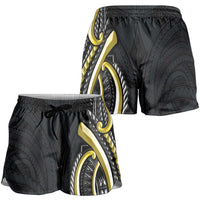 Traditional Art Hawaiian Kakau Tattoos Shorts for Women Yellow Color LT03 - Polynesian Pride