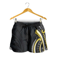 Traditional Art Hawaiian Kakau Tattoos Shorts for Women Yellow Color LT03 - Polynesian Pride