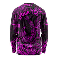 (Custom Personalised) Hawaii Fish Hook Polynesian Long Sleeve Shirt Unique Style - Pink LT8