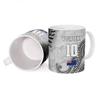 Personalized New Zealand Football Ceramic Mug Kiwi Mascot with Silver Fern - Maori Tribal Tattoo Art TS04 - Polynesian Pride