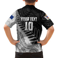 Personalized New Zealand Football Family Matching Summer Maxi Dress and Hawaiian Shirt Kiwi Mascot with Silver Fern - Maori Tribal Tattoo Art TS04 - Polynesian Pride