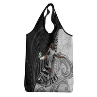 Personalized New Zealand Football Grocery Bag Kiwi Mascot with Silver Fern - Maori Tribal Tattoo Art TS04 - Polynesian Pride
