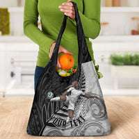 Personalized New Zealand Football Grocery Bag Kiwi Mascot with Silver Fern - Maori Tribal Tattoo Art TS04 - Polynesian Pride