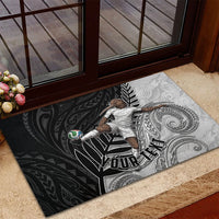 Personalized New Zealand Football Rubber Doormat Kiwi Mascot with Silver Fern - Maori Tribal Tattoo Art TS04 - Polynesian Pride