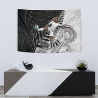 Personalized New Zealand Football Tapestry Kiwi Mascot with Silver Fern - Maori Tribal Tattoo Art TS04 - Polynesian Pride