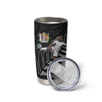 Personalized New Zealand Football Tumbler Cup Kiwi Mascot with Silver Fern - Maori Tribal Tattoo Art TS04 - Polynesian Pride