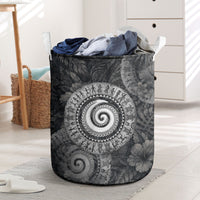 Hawaiian Piko Laundry Basket Cultural Anchor Connect Your Roots Ocean Waves TS04 Black Grey - Polynesian Pride