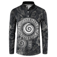 Hawaiian Piko Button Sweatshirt Cultural Anchor Connect Your Roots Ocean Waves TS04 Black Grey - Polynesian Pride