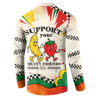Support Your Fruity Friends Love Wins Gay Pride Button Sweatshirt LGBTQ Retro 30s Cartoon Checkered