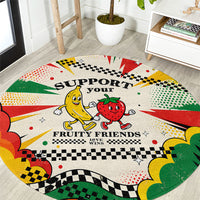 Support Your Fruity Friends Love Wins Gay Pride Round Carpet LGBTQ Retro 30s Cartoon Checkered TS04 White Yellow - Polynesian Pride