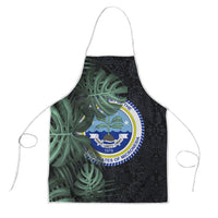 Federated States Of Micronesia Apron FSM Tropical Monstera Leaf Dark Tribal Pattern TS04 Black Green - Polynesian Pride