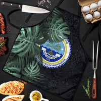 Federated States Of Micronesia Apron FSM Tropical Monstera Leaf Dark Tribal Pattern TS04 Black Green - Polynesian Pride