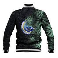 Federated States Of Micronesia Baseball Jacket FSM Tropical Monstera Leaf Dark Tribal Pattern TS04 - Polynesian Pride