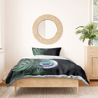 Federated States Of Micronesia Bedding Set FSM Tropical Monstera Leaf Dark Tribal Pattern TS04 - Polynesian Pride