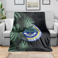 Federated States Of Micronesia Blanket FSM Tropical Monstera Leaf Dark Tribal Pattern TS04 - Polynesian Pride