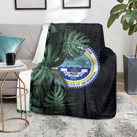 Federated States Of Micronesia Blanket FSM Tropical Monstera Leaf Dark Tribal Pattern TS04 - Polynesian Pride