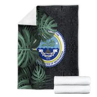 Federated States Of Micronesia Blanket FSM Tropical Monstera Leaf Dark Tribal Pattern TS04 - Polynesian Pride