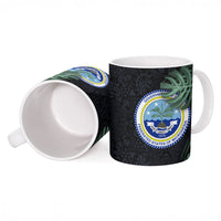 Federated States Of Micronesia Ceramic Mug FSM Tropical Monstera Leaf Dark Tribal Pattern TS04 - Polynesian Pride