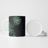 Federated States Of Micronesia Ceramic Mug FSM Tropical Monstera Leaf Dark Tribal Pattern TS04 - Polynesian Pride