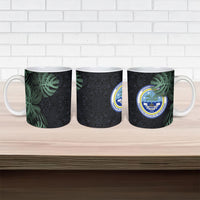 Federated States Of Micronesia Ceramic Mug FSM Tropical Monstera Leaf Dark Tribal Pattern TS04 - Polynesian Pride