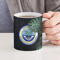 Federated States Of Micronesia Ceramic Mug FSM Tropical Monstera Leaf Dark Tribal Pattern TS04 - Polynesian Pride