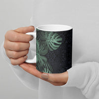 Federated States Of Micronesia Ceramic Mug FSM Tropical Monstera Leaf Dark Tribal Pattern TS04 - Polynesian Pride