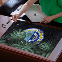 Federated States Of Micronesia Puzzle FSM Tropical Monstera Leaf Dark Tribal Pattern TS04 - Polynesian Pride