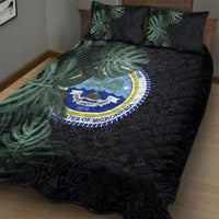 Federated States Of Micronesia Quilt Bed Set FSM Tropical Monstera Leaf Dark Tribal Pattern TS04 - Polynesian Pride