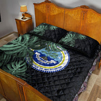 Federated States Of Micronesia Quilt Bed Set FSM Tropical Monstera Leaf Dark Tribal Pattern TS04 - Polynesian Pride