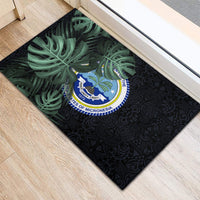 Federated States Of Micronesia Rubber Doormat FSM Tropical Monstera Leaf Dark Tribal Pattern TS04 - Polynesian Pride