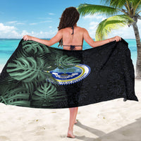 Federated States Of Micronesia Sarong FSM Tropical Monstera Leaf Dark Tribal Pattern TS04 - Polynesian Pride