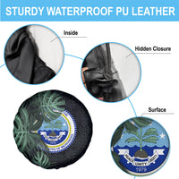 Federated States Of Micronesia Spare Tire Cover FSM Tropical Monstera Leaf Dark Tribal Pattern TS04 - Polynesian Pride
