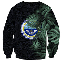 Federated States Of Micronesia Sweatshirt FSM Tropical Monstera Leaf Dark Tribal Pattern TS04 - Polynesian Pride