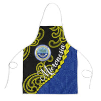 Federated States Of Micronesia FSM Apron Pacific Islander Tribal Swirl Geometric Pattern TS04 Black Blue - Polynesian Pride