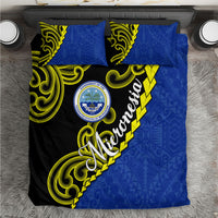 Federated States Of Micronesia FSM Bedding Set Pacific Islander Tribal Swirl Geometric Pattern TS04 Black Blue - Polynesian Pride