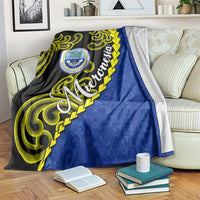 Federated States Of Micronesia FSM Blanket Pacific Islander Tribal Swirl Geometric Pattern TS04 Black Blue - Polynesian Pride