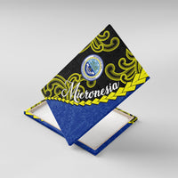 Federated States Of Micronesia FSM Canvas Wall Art Pacific Islander Tribal Swirl Geometric Pattern TS04 With Frame Black Blue - Polynesian Pride