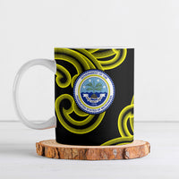 Federated States Of Micronesia FSM Ceramic Mug Pacific Islander Tribal Swirl Geometric Pattern TS04 Black Blue - Polynesian Pride