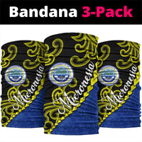 Federated States Of Micronesia FSM Neck Gaiter Pacific Islander Tribal Swirl Geometric Pattern TS04 package One Size: 25*50cm Black Blue - Polynesian Pride
