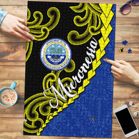 Federated States Of Micronesia FSM Puzzle Pacific Islander Tribal Swirl Geometric Pattern TS04 Black Blue - Polynesian Pride