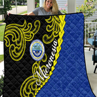 Federated States Of Micronesia FSM Quilt Pacific Islander Tribal Swirl Geometric Pattern TS04 Black Blue - Polynesian Pride