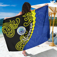Federated States Of Micronesia FSM Sarong Pacific Islander Tribal Swirl Geometric Pattern TS04 One Size 44 x 66 inches Black Blue - Polynesian Pride