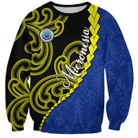 Federated States Of Micronesia FSM Sweatshirt Pacific Islander Tribal Swirl Geometric Pattern TS04 Unisex Black Blue - Polynesian Pride