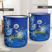 Micronesia Sea Turtle Laundry Basket Federated States Of Micronesia Tribal Floral Pattern TS04 - Polynesian Pride
