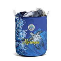 Micronesia Sea Turtle Laundry Basket Federated States Of Micronesia Tribal Floral Pattern TS04 - Polynesian Pride