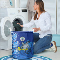 Micronesia Sea Turtle Laundry Basket Federated States Of Micronesia Tribal Floral Pattern TS04 - Polynesian Pride